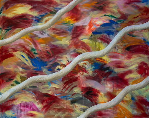 Lis Kocher: 1288 (Sold-Private collection), Le fer dans le feu, 1999, H.160 x 185 cm. © Paccart Photography